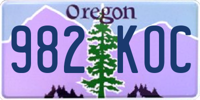 OR license plate 982KOC