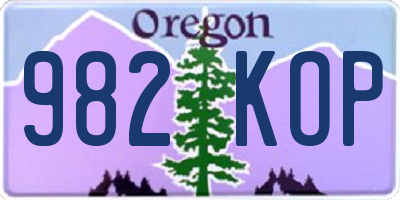 OR license plate 982KOP