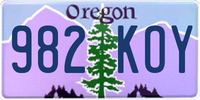 OR license plate 982KOY