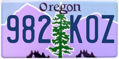 OR license plate 982KOZ