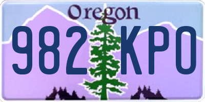 OR license plate 982KPO