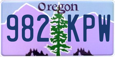 OR license plate 982KPW