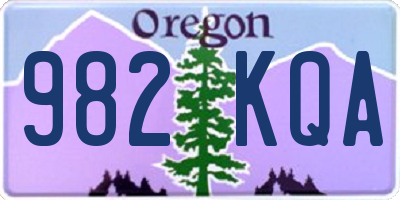 OR license plate 982KQA