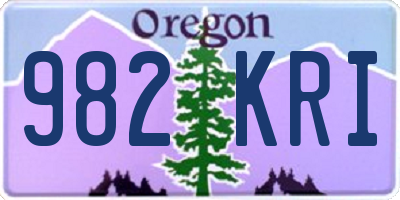 OR license plate 982KRI