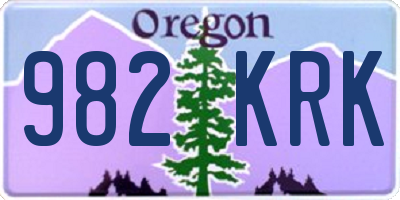 OR license plate 982KRK