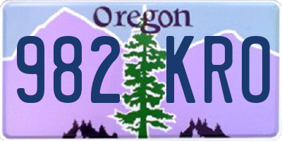 OR license plate 982KRO