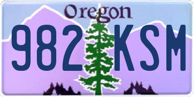 OR license plate 982KSM