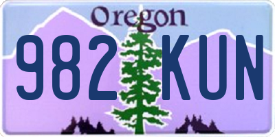 OR license plate 982KUN