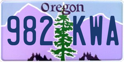 OR license plate 982KWA