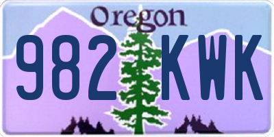 OR license plate 982KWK