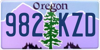 OR license plate 982KZD