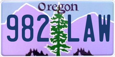 OR license plate 982LAW