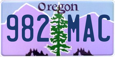 OR license plate 982MAC