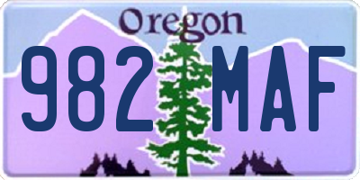 OR license plate 982MAF