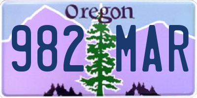 OR license plate 982MAR