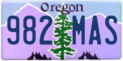 OR license plate 982MAS