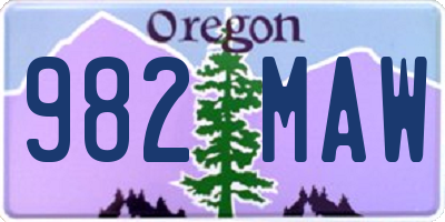 OR license plate 982MAW