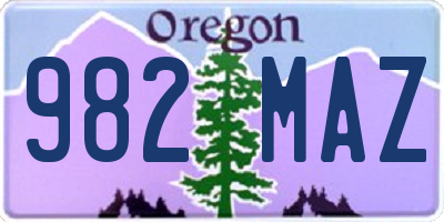 OR license plate 982MAZ