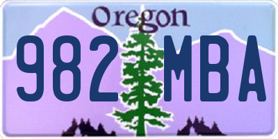 OR license plate 982MBA