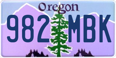 OR license plate 982MBK