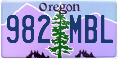 OR license plate 982MBL