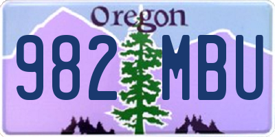 OR license plate 982MBU