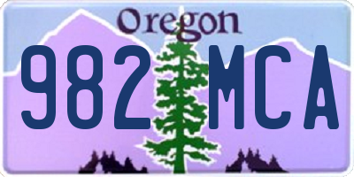 OR license plate 982MCA