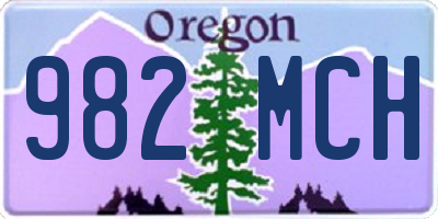 OR license plate 982MCH