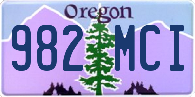 OR license plate 982MCI