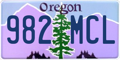 OR license plate 982MCL