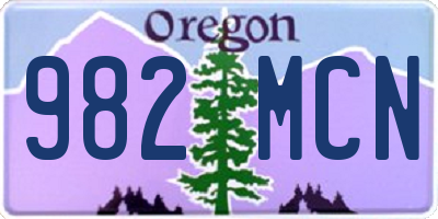 OR license plate 982MCN