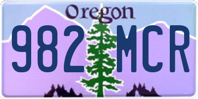 OR license plate 982MCR