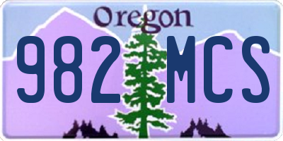 OR license plate 982MCS