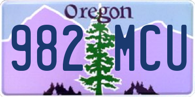 OR license plate 982MCU