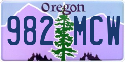 OR license plate 982MCW