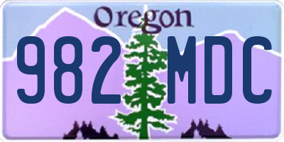 OR license plate 982MDC