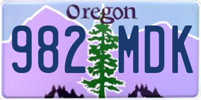 OR license plate 982MDK