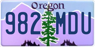 OR license plate 982MDU