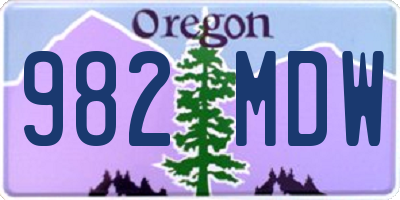 OR license plate 982MDW