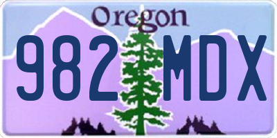 OR license plate 982MDX