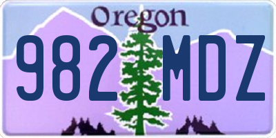 OR license plate 982MDZ