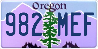 OR license plate 982MEF