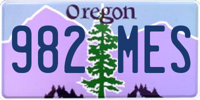 OR license plate 982MES