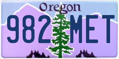 OR license plate 982MET