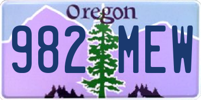 OR license plate 982MEW