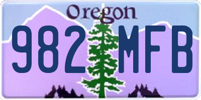 OR license plate 982MFB