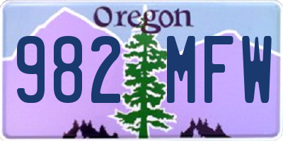 OR license plate 982MFW