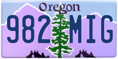 OR license plate 982MIG