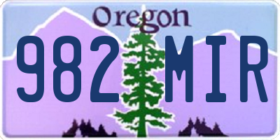 OR license plate 982MIR