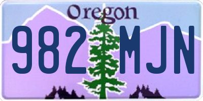 OR license plate 982MJN